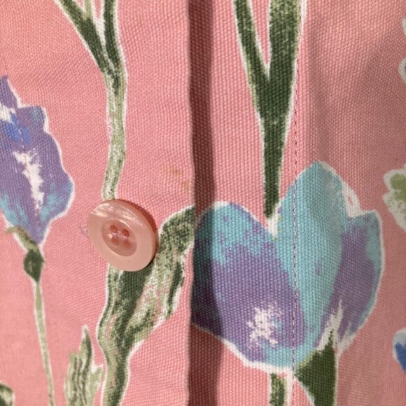 Womens Appleseeds Petites 3/4 Sleeve Button Cotton Jacket Pink Floral PM Flaw - Picture 8 of 8
